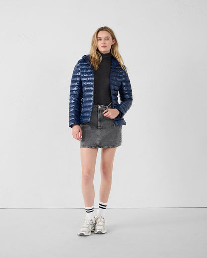 Doudoune légère à capuche Marine Cloe shiny