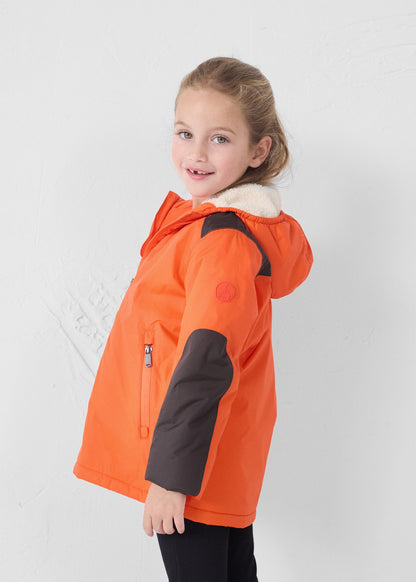 Imperméable enfant à capuche sherpa Rouge feu Lag sherpa