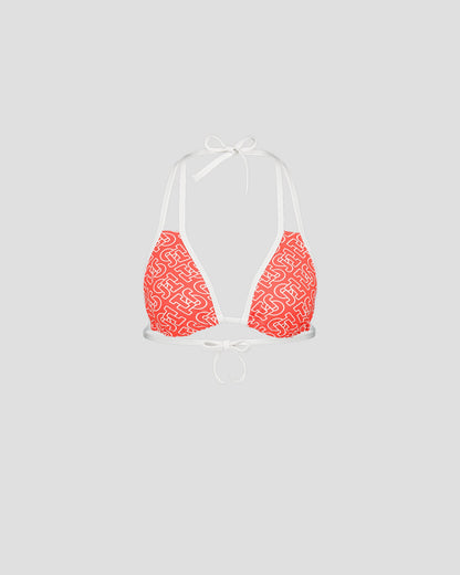 Haut de maillot de bain triangle Mono rouge feu Maddie monogram top
