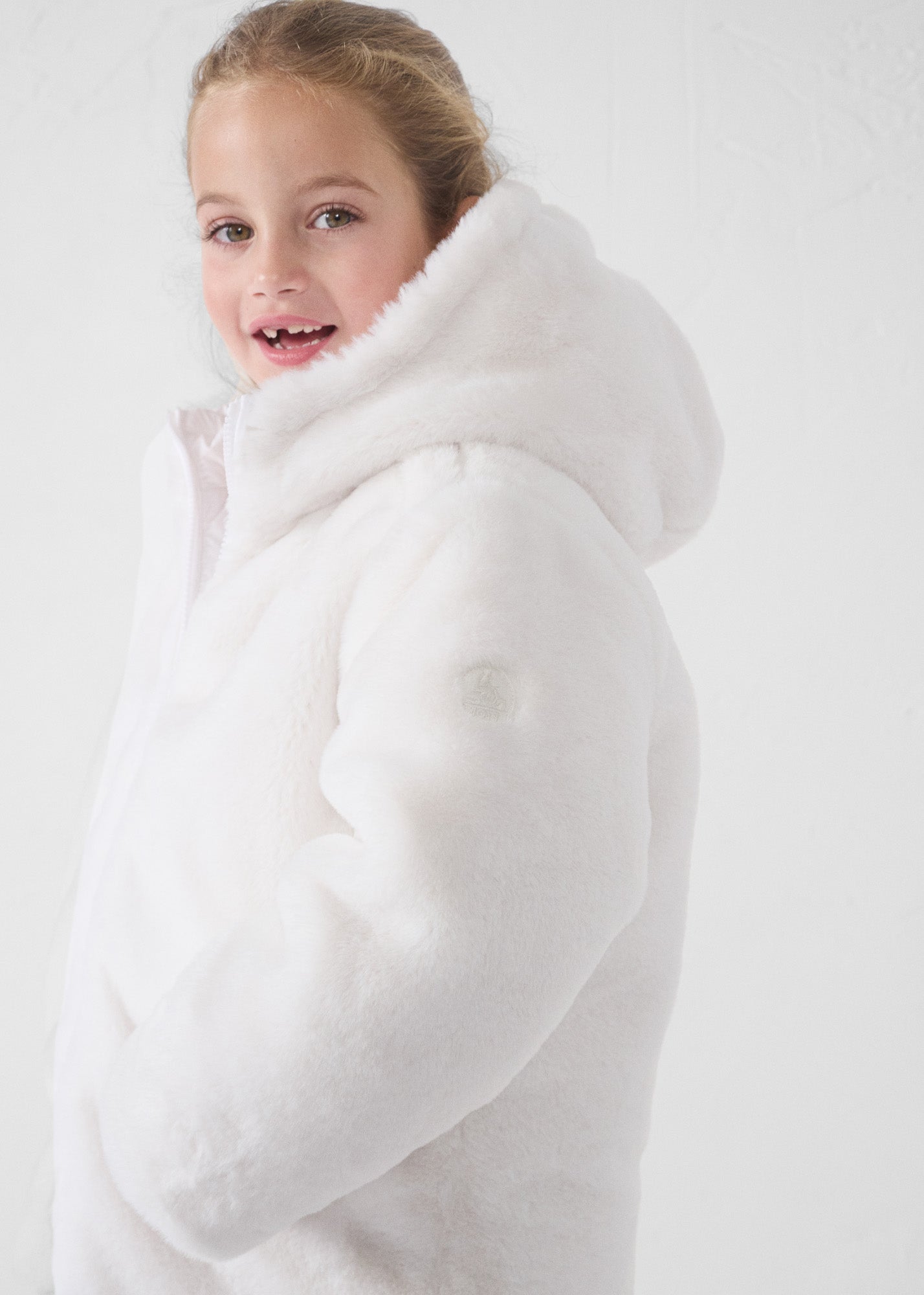 Doudoune enfant en fausse fourrure à capuche Blanc Agathe