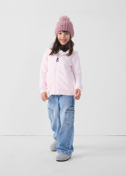 Veste enfant zippée à capuche Rose pétale Arie