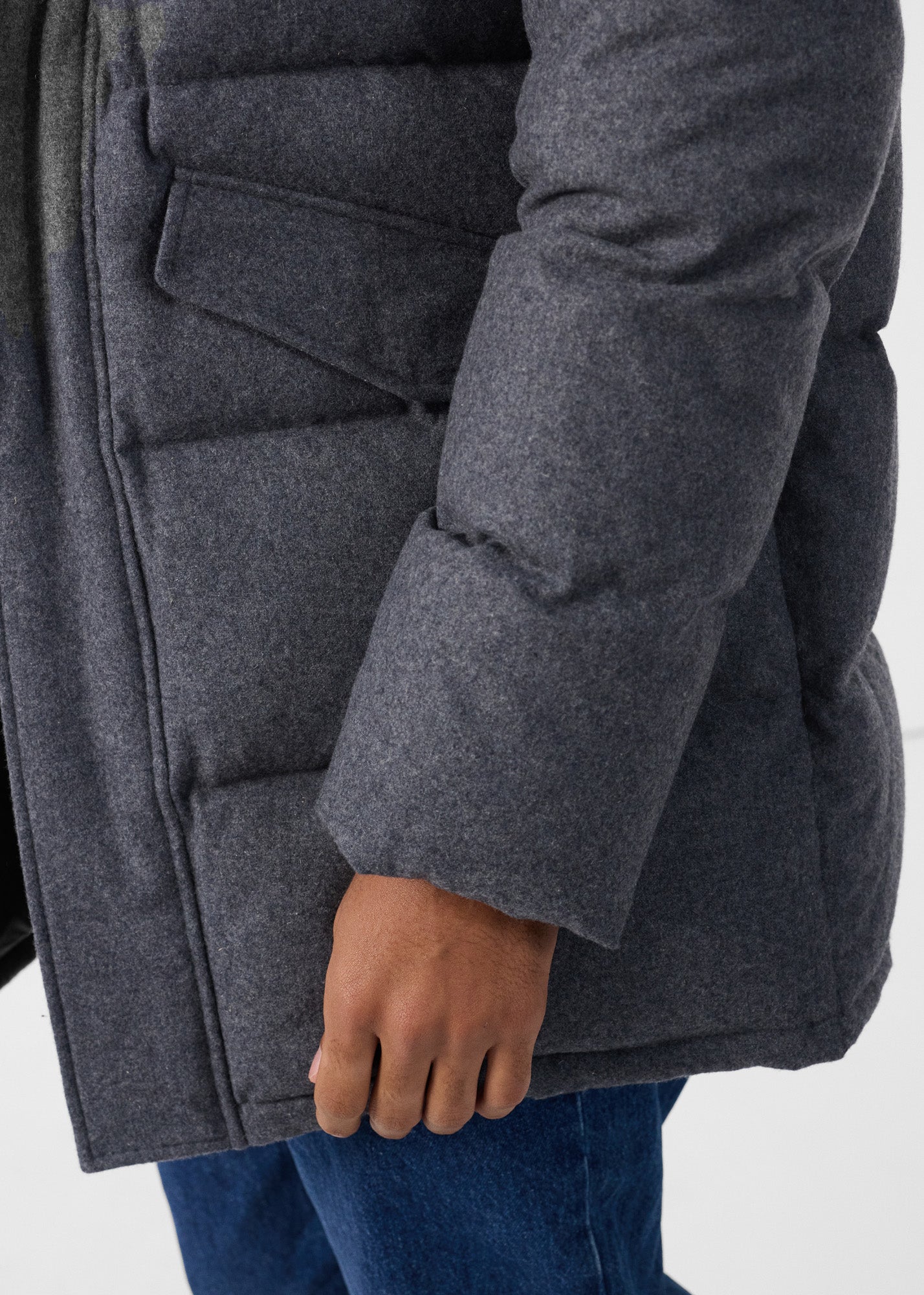 Doudoune mi-longue Gris chiné foncé Scotty