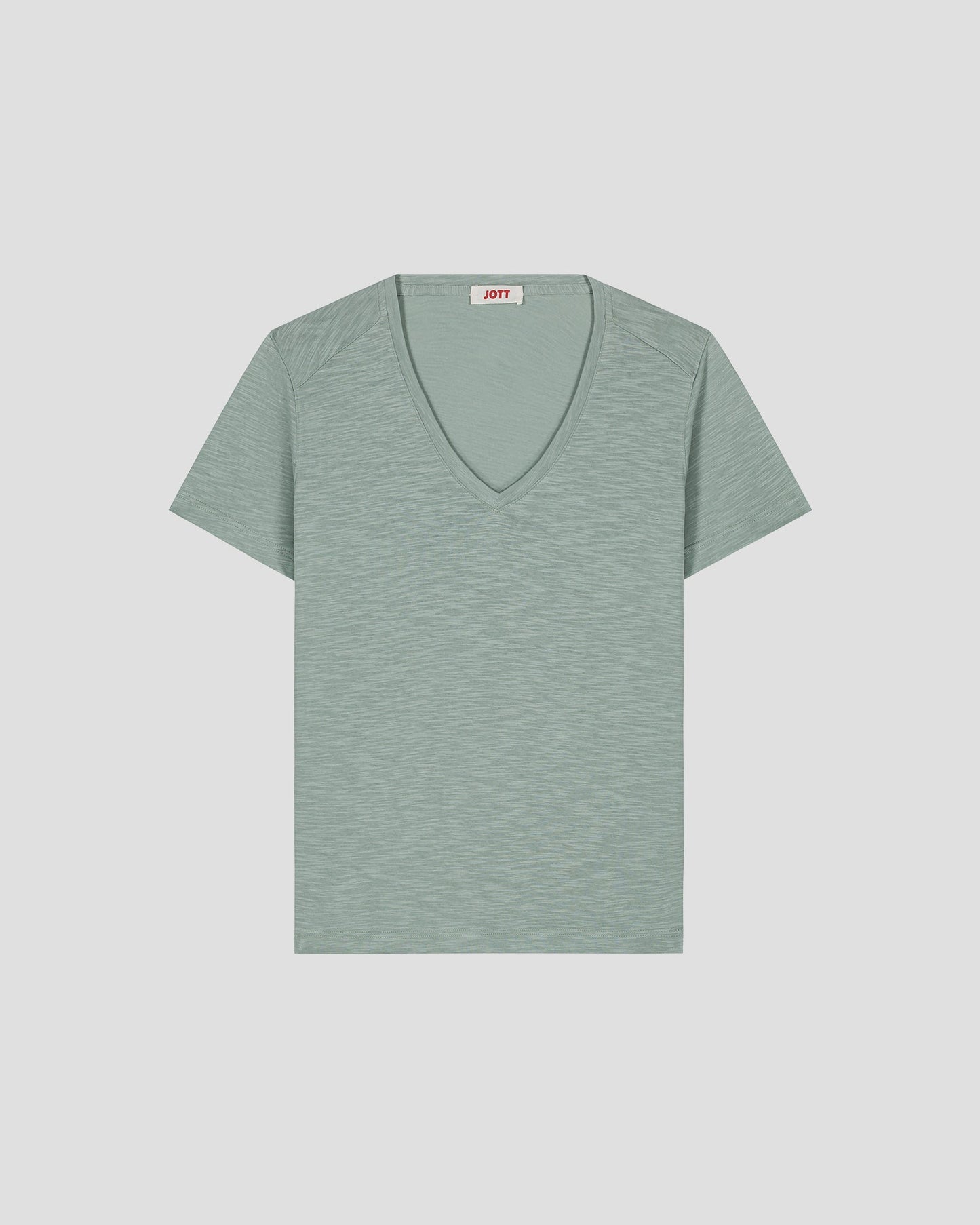 T-shirt col V femme en coton Vert minéral Sonia
