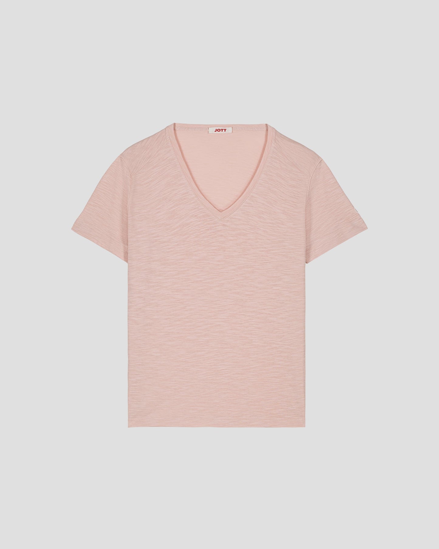 T-shirt col V femme en coton Pêche clair Sonia