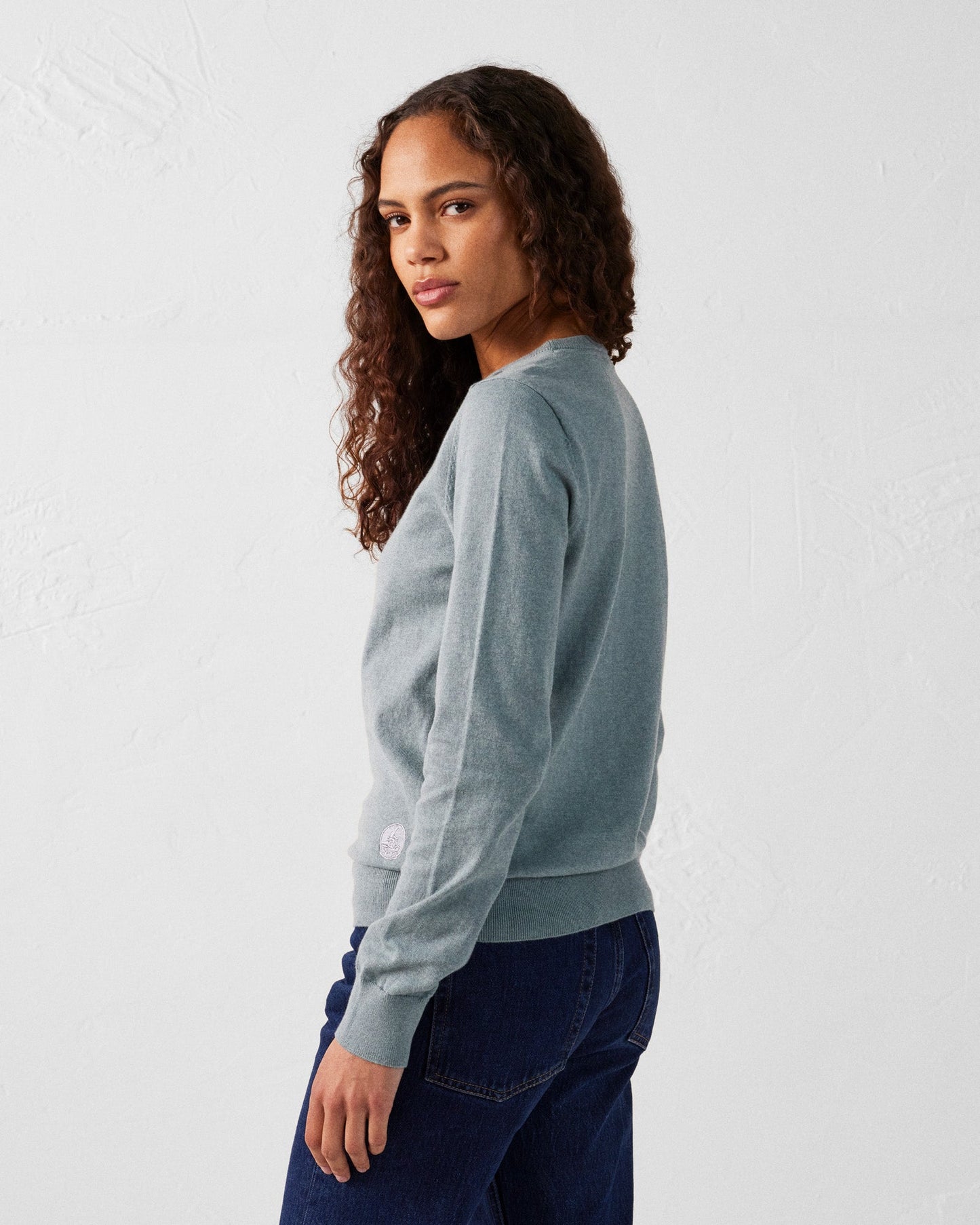 Pull en maille col rond Vert minéral Heloise