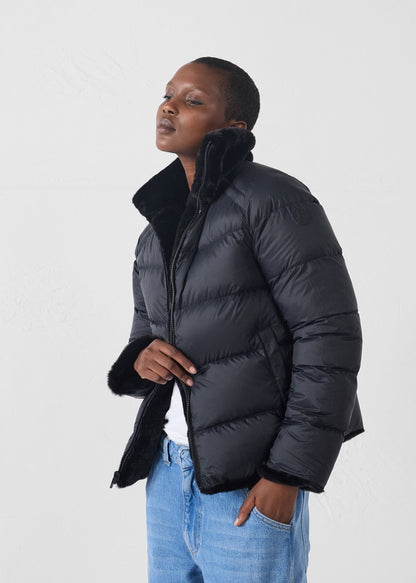 Doudoune fausse fourrure Noir Olga