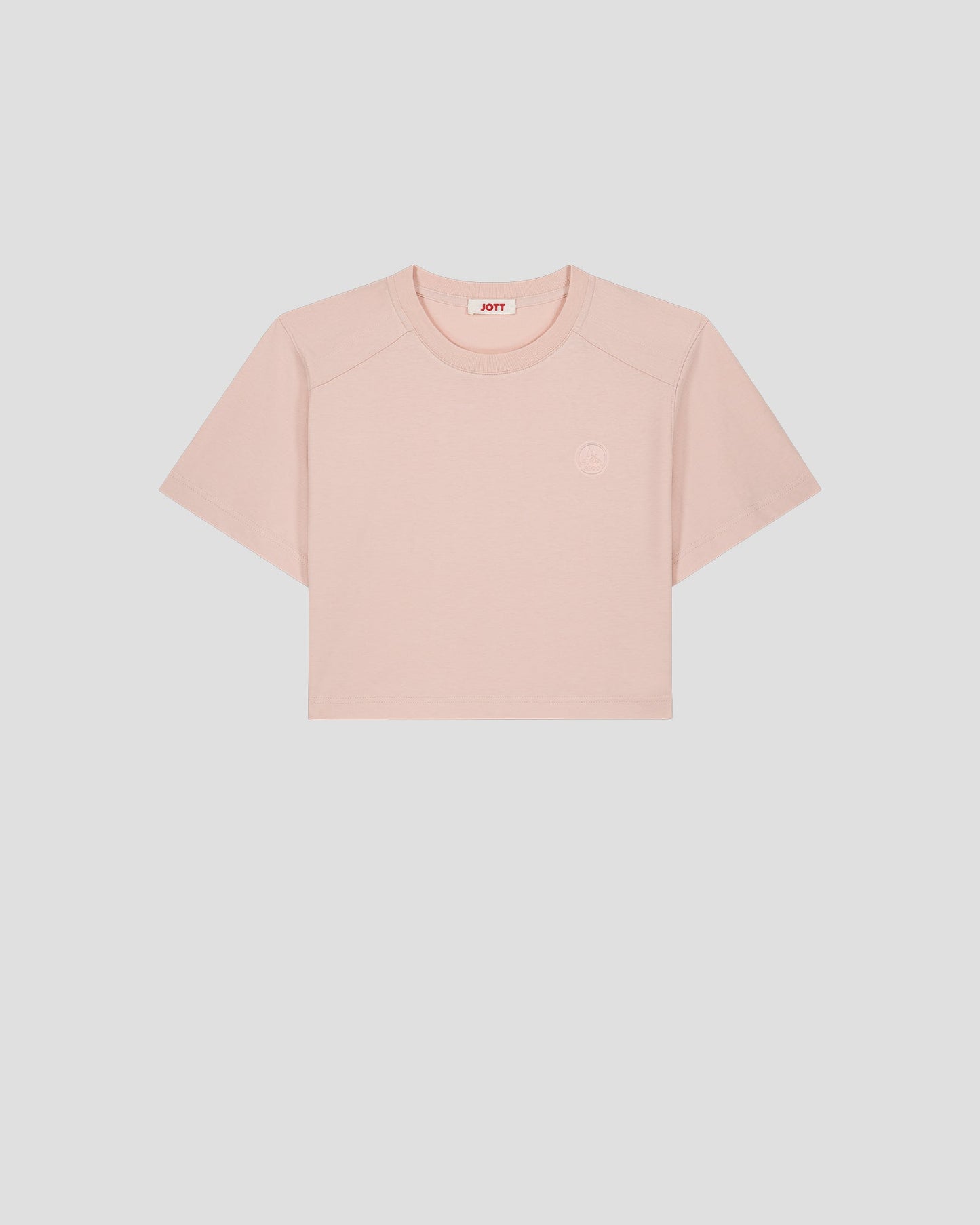 T-shirt col rond en coton Pêche clair Mazu