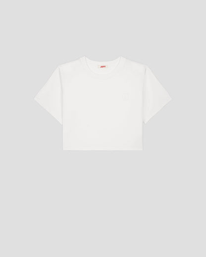 T-shirt col rond en coton Blanc Mazu