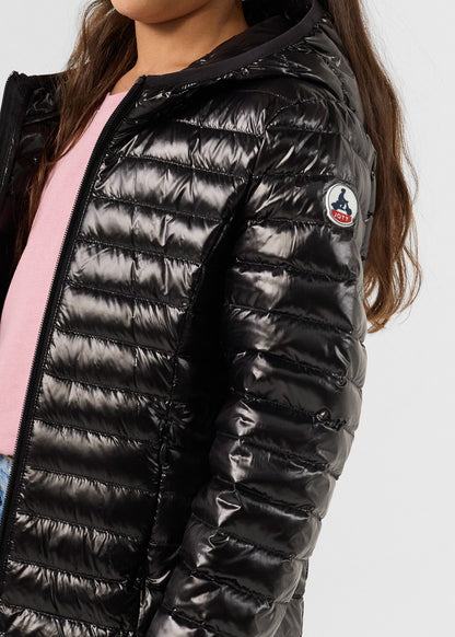 Doudoune légère à capuche enfant Noir Carla shiny