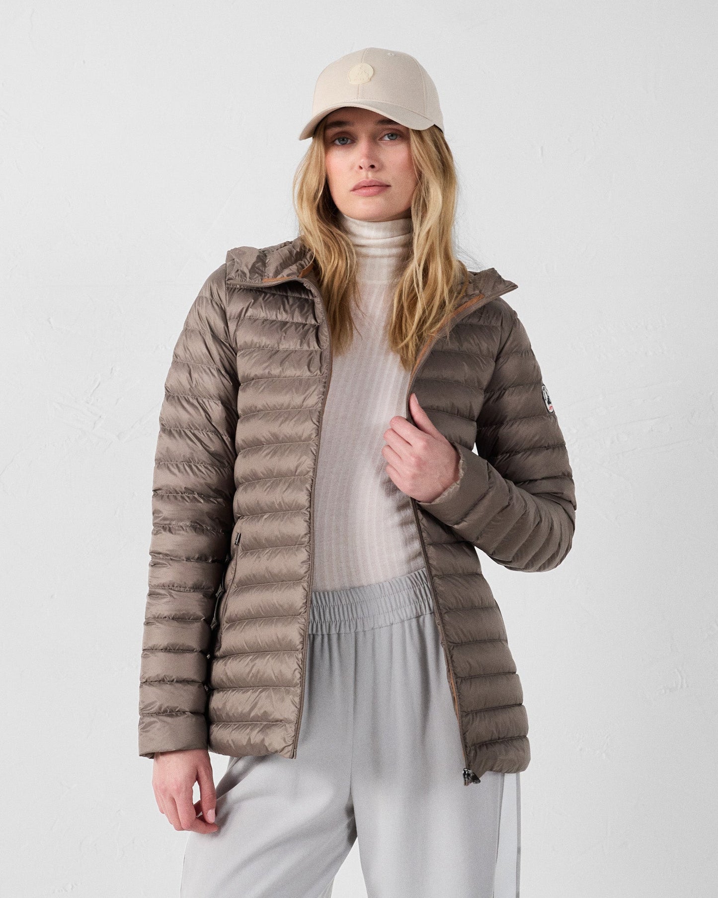 Doudoune mi-longue Taupe Claudie