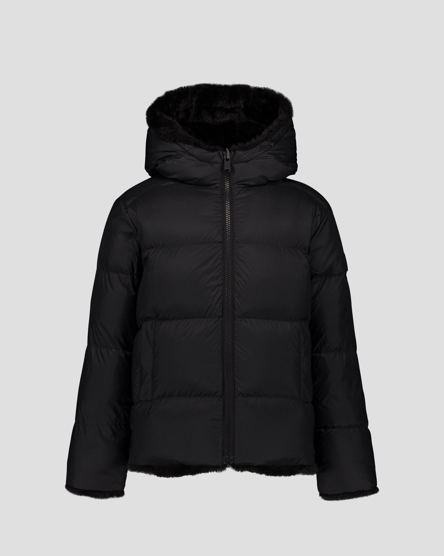 Doudoune enfant en fausse fourrure à capuche Noir Agathe