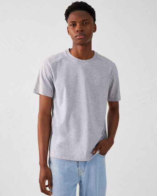T-shirt col rond homme en coton Gris chiné Pedro