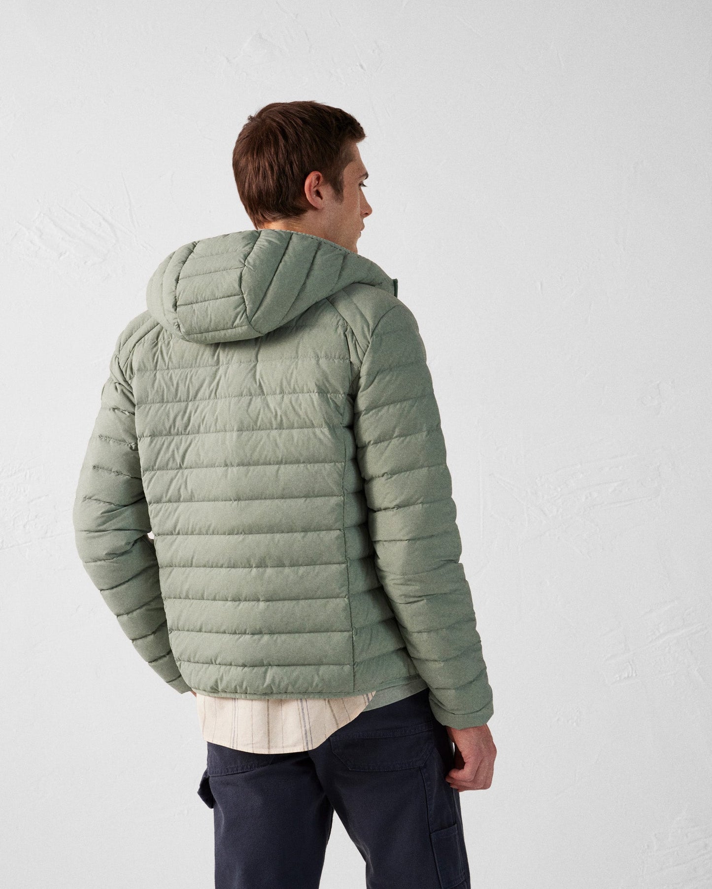 Doudoune légère stretch à capuche Vert minéral Frantz