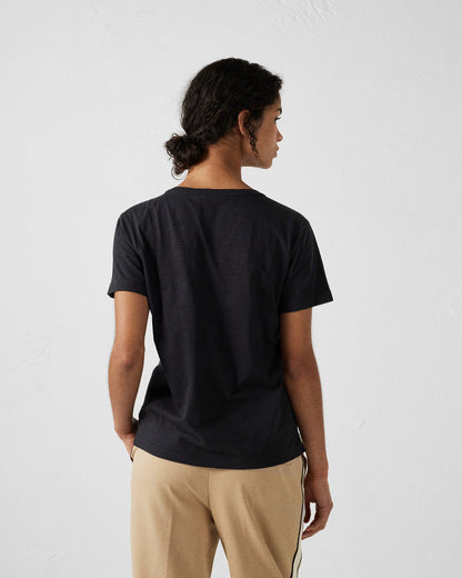 T-shirt col rond femme en coton Noir Angela