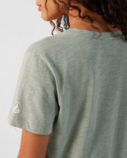 T-shirt col V femme en coton Vert minéral Sonia