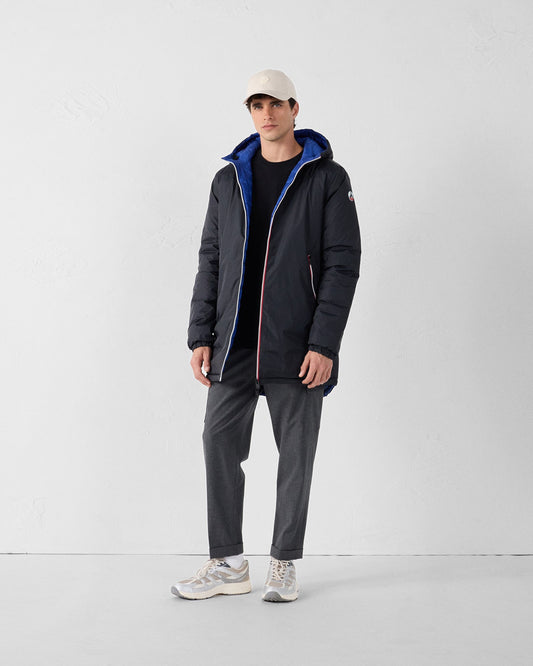 Doudoune longue réversible Noir/bleu cobalt Assen