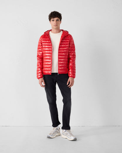 Doudoune légère à capuche Rouge carmin Nico shiny