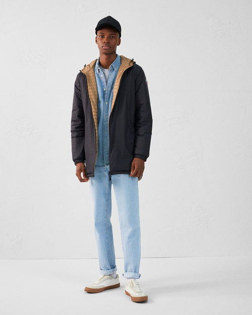 Doudoune longue ultralégère réversible Noir/Fauve Morrison