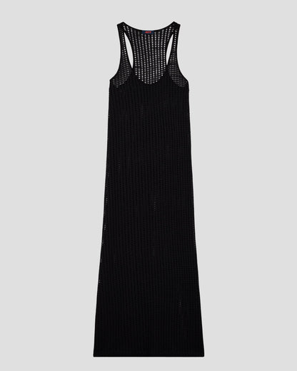 Robe longue en maille de coton Noir Euginia