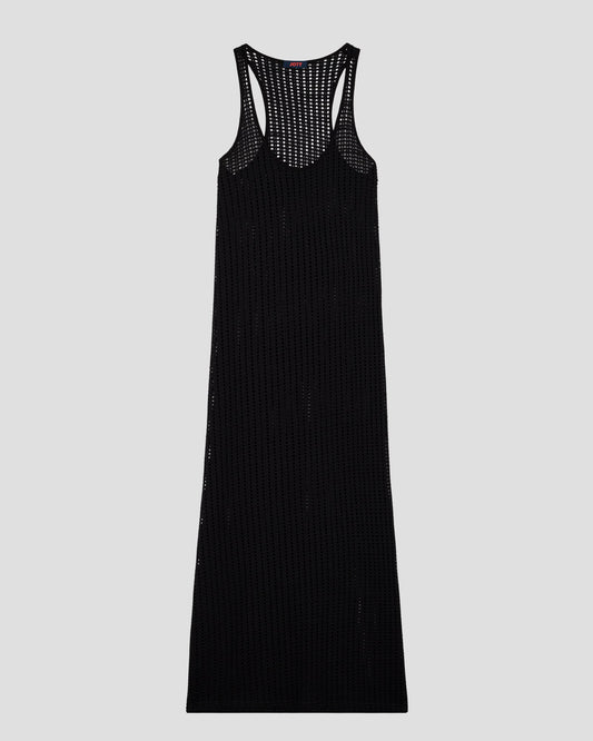 Robe longue en maille de coton Noir Euginia