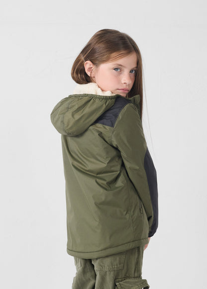 Imperméable enfant à capuche sherpa Army Lag sherpa