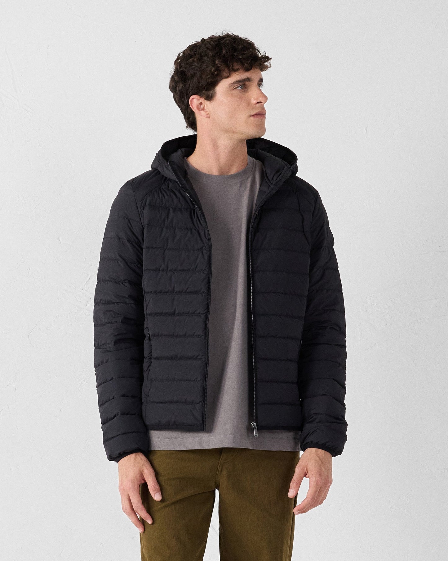 Doudoune légère stretch à capuche Noir Frantz