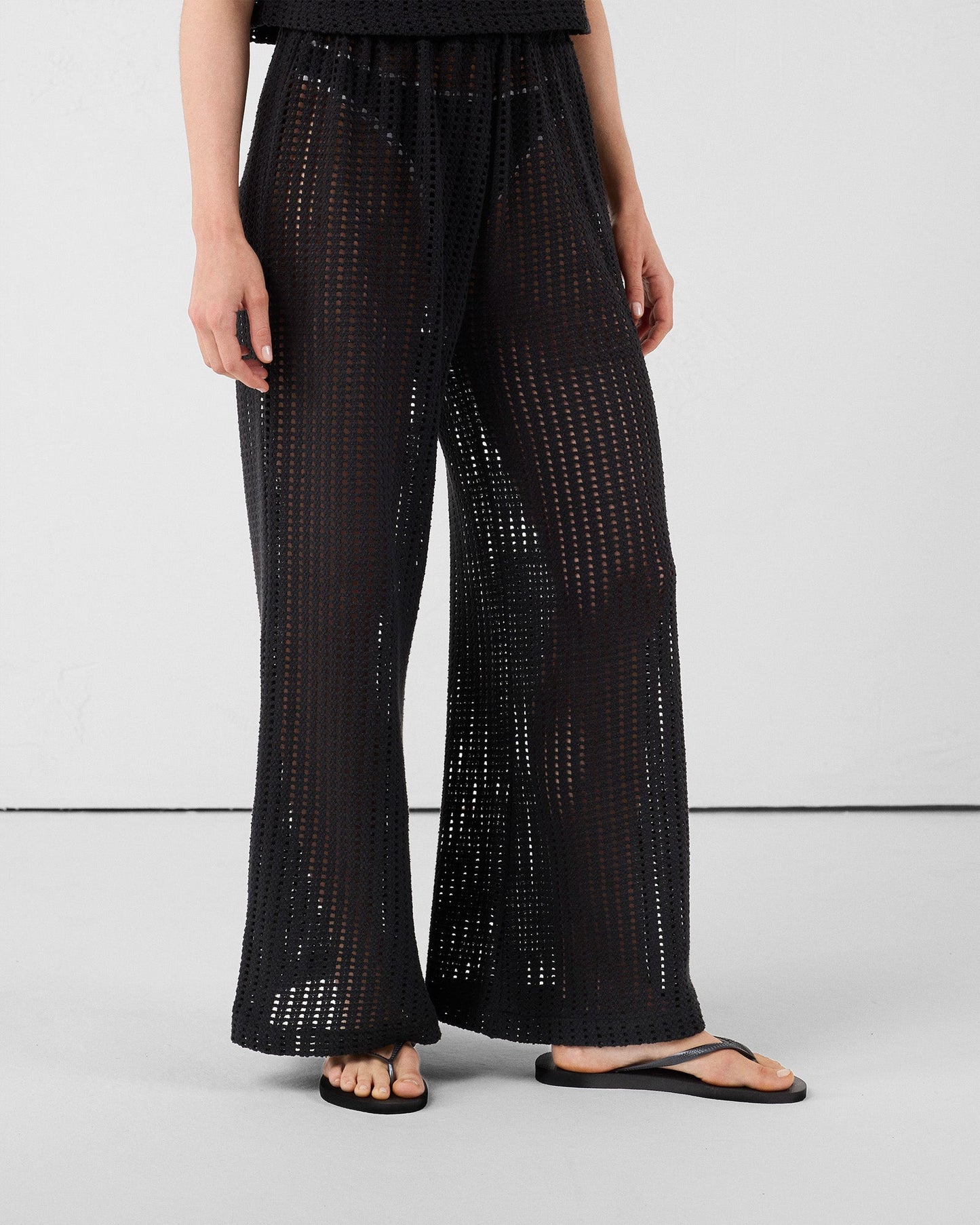 Pantalon en maille de coton Noir Virginia
