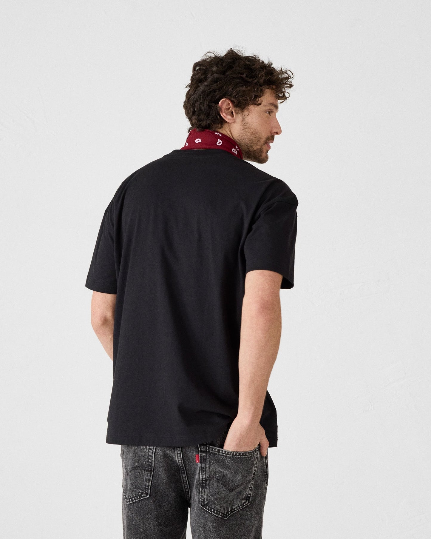 T-shirt col rond en coton Noir Narong