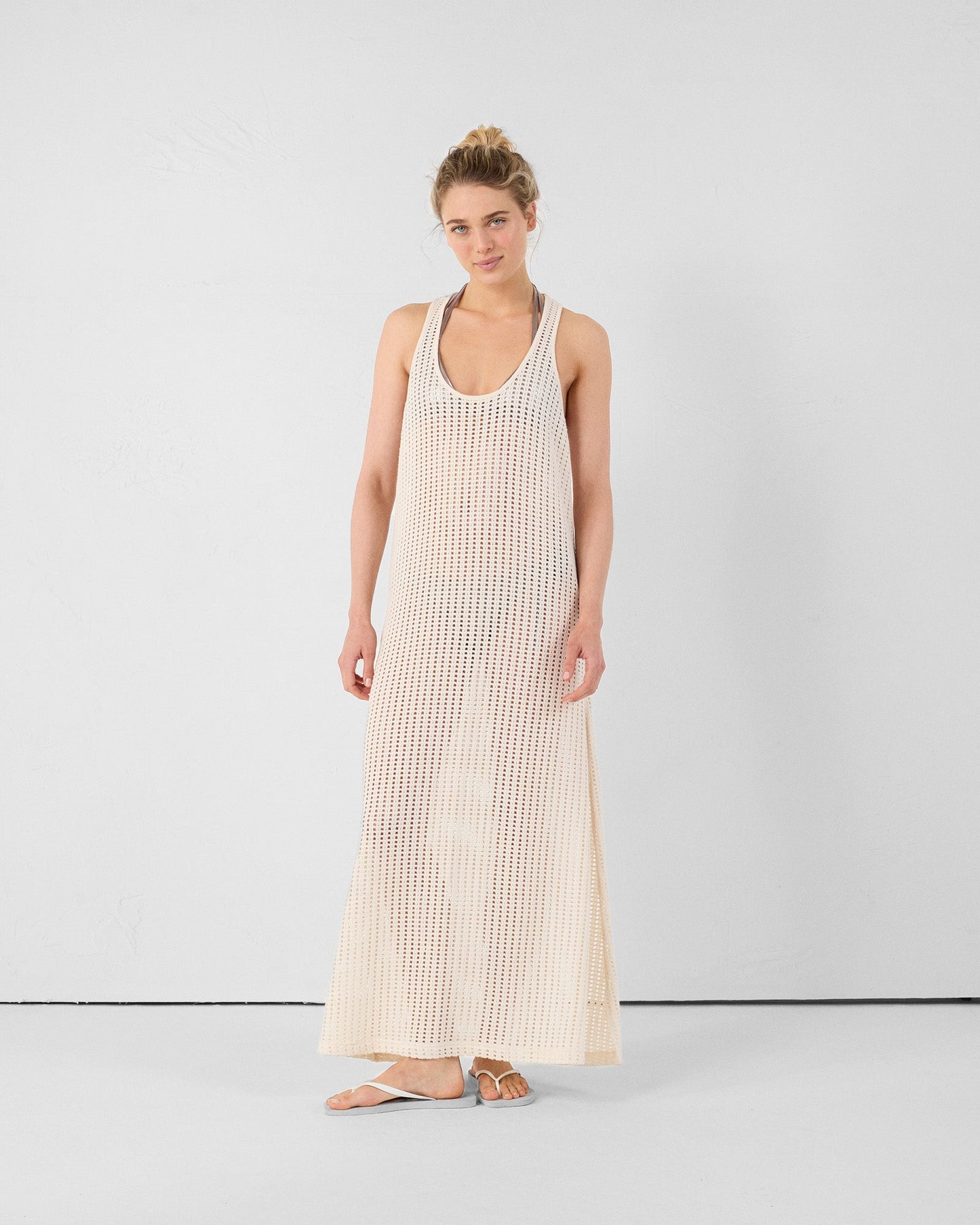 Robe longue en maille de coton Naturel Euginia