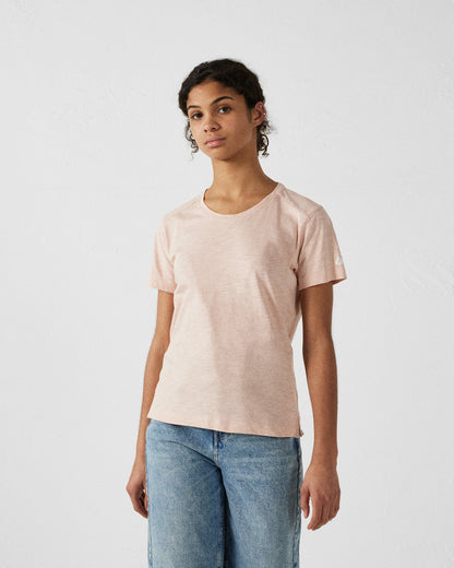 T-shirt col rond femme en coton Pêche clair Angela