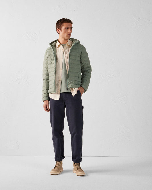 Doudoune légère stretch à capuche Vert minéral Frantz
