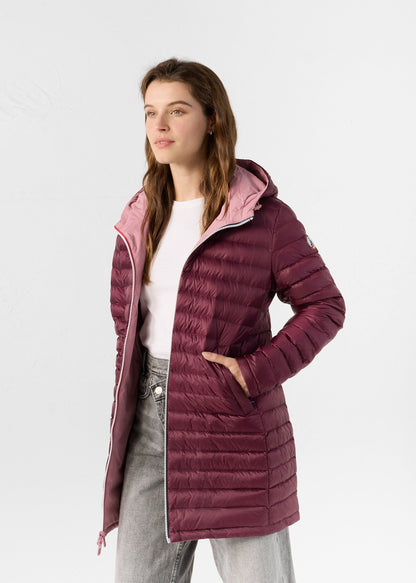 Doudoune longue réversible Rose antique/cerise noire Verone