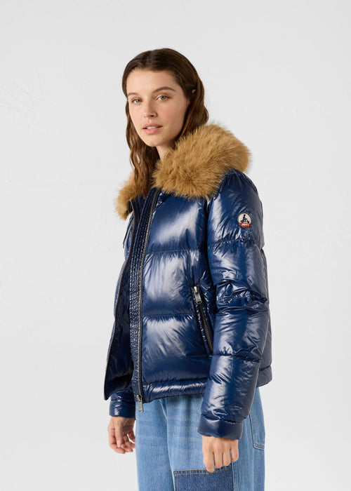Doudoune Grand Froid fausse fourrure Marine Nevada shiny