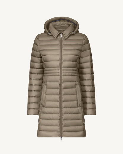 Doudoune longue à capuche Taupe Vero 2.0