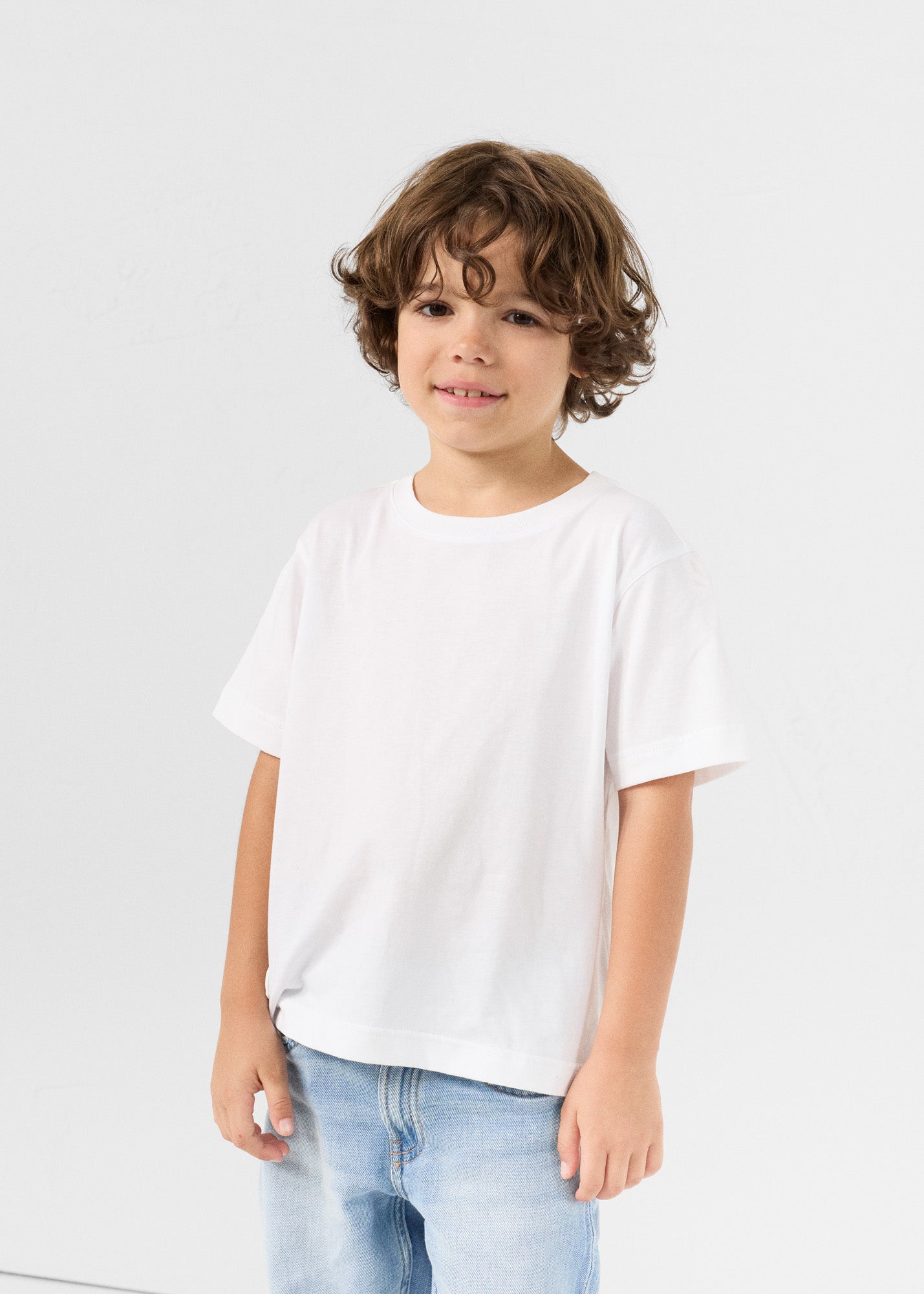 T-shirt enfant à col rond Blanc Pio