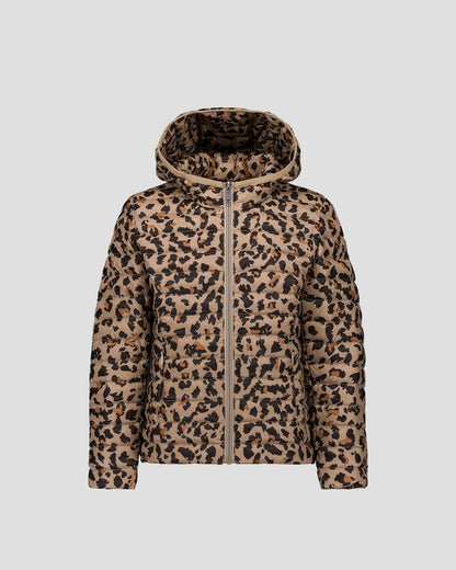 Doudoune légère à capuche enfant Leopard beige Carla print