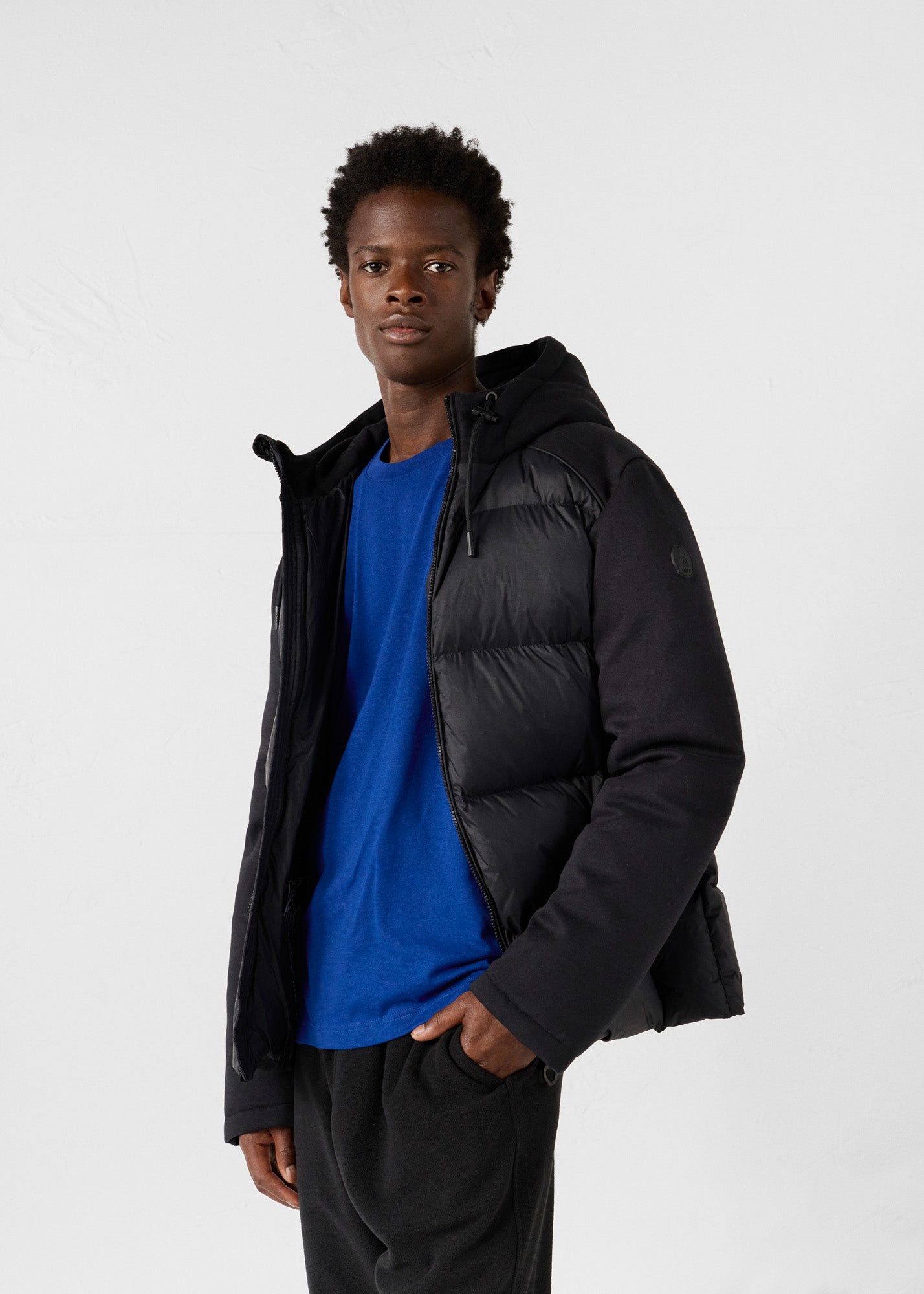 Doudoune puffer bi-matière Noir Thunder